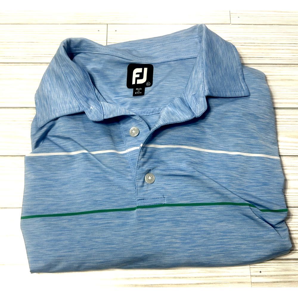 Footjoy Shirt Mens XL Short Sleeve Golf Polo Stretch Lightweight Blue stripes